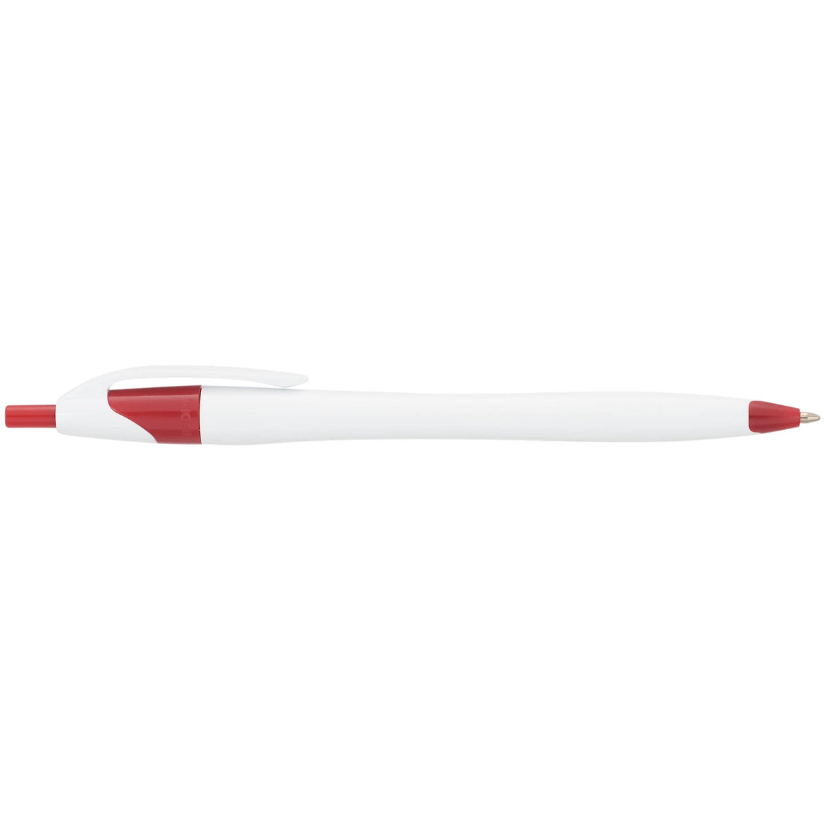Cougar Click Ballpoint Pen in Translucent and Solid Colors - White w/Red Trim - Left Side