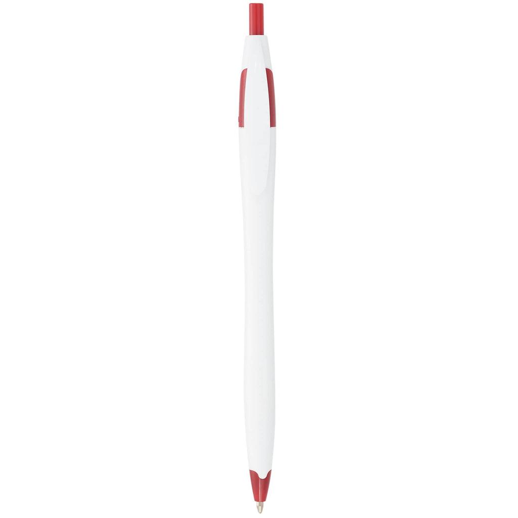 Cougar Click Ballpoint Pen in Translucent and Solid Colors - White w/Red Trim - Photo