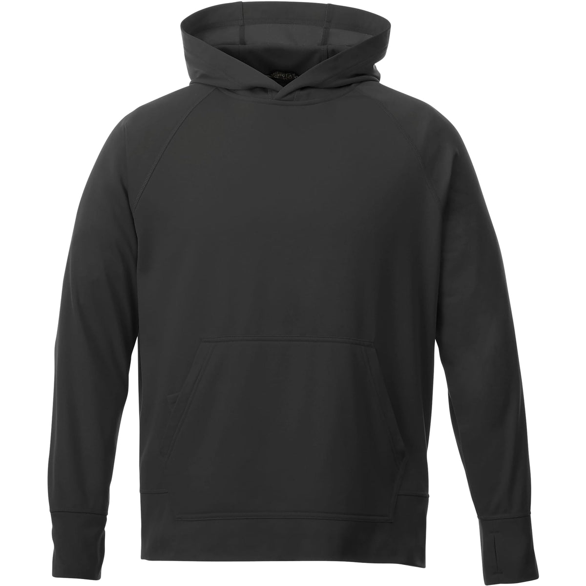 Coville Knit Hoodie with Thumb Holes for Men Embroidery - Black - Front Flat