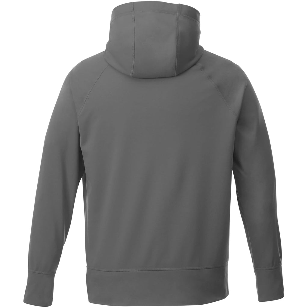 Coville Knit Hoodie with Thumb Holes for Men Embroidery - Grey Storm - Back Flat