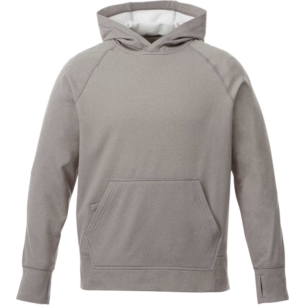Coville Knit Hoodie with Thumb Holes for Men Embroidery - Heather Grey - Front Flat