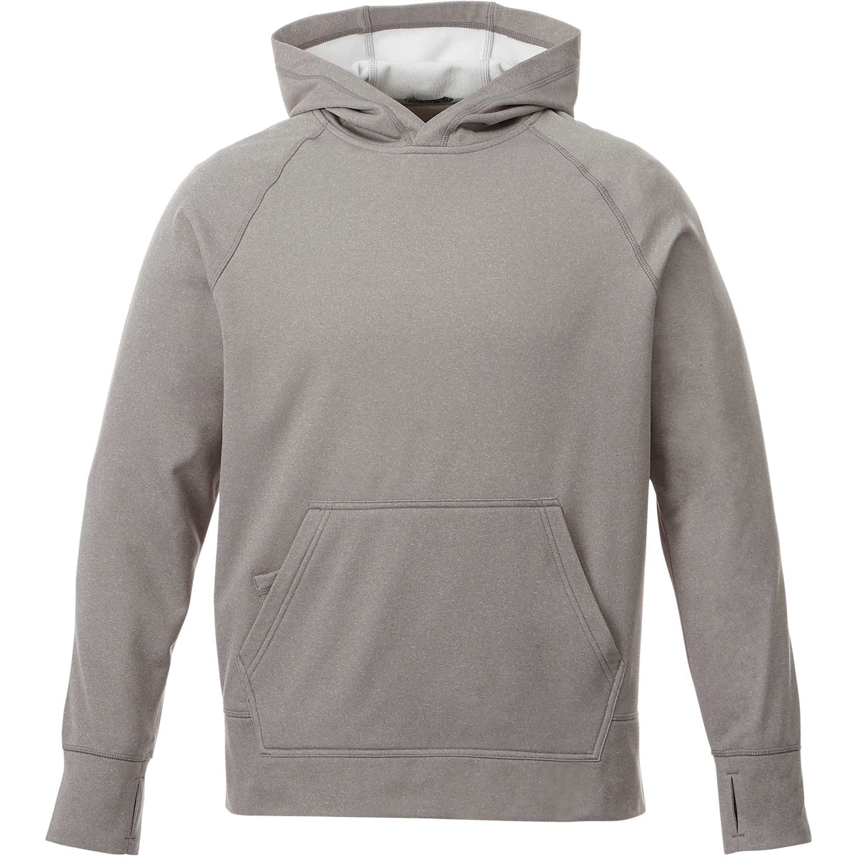 Coville Knit Hoodie with Thumb Holes for Men Embroidery - Heather Grey - Front Flat