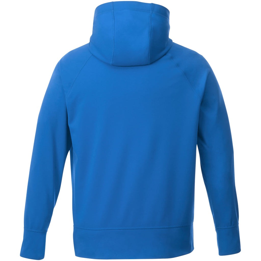 Coville Knit Hoodie with Thumb Holes for Men Embroidery - Olympic Blue - Back Flat