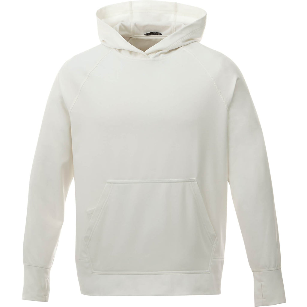 Coville Knit Hoodie with Thumb Holes for Men Embroidery - White/White - Front Flat