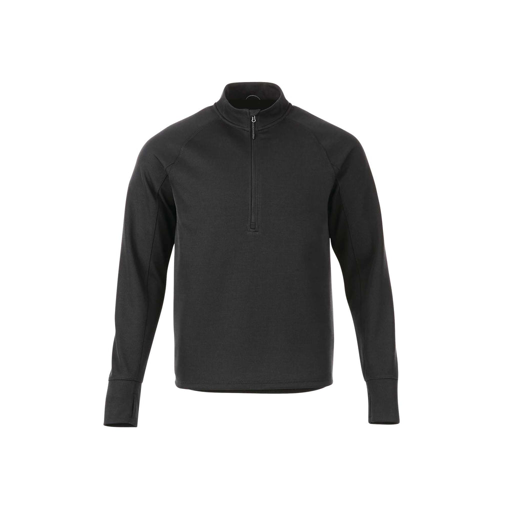 Crane Performance Knit Half Zip with Thumb Holes for Men Transfer - Black - Front Flat