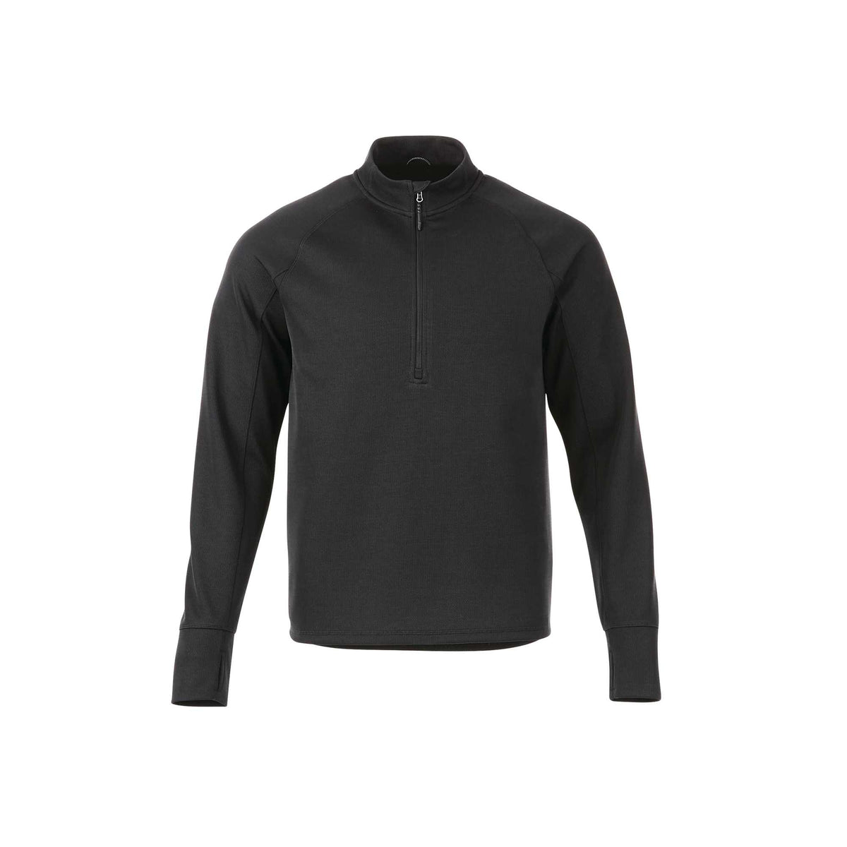 Crane Performance Knit Half Zip with Thumb Holes for Men Transfer - Black - Front Flat