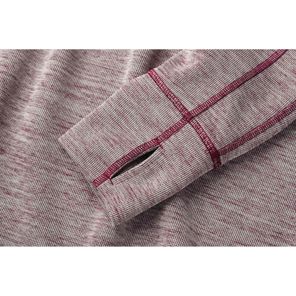 Crane Performance Knit Half Zip with Thumb Holes for Men Transfer - Maroon Heather - Flat