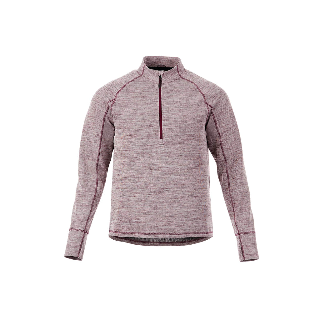 Crane Performance Knit Half Zip with Thumb Holes for Men Transfer - Maroon Heather - Front Flat