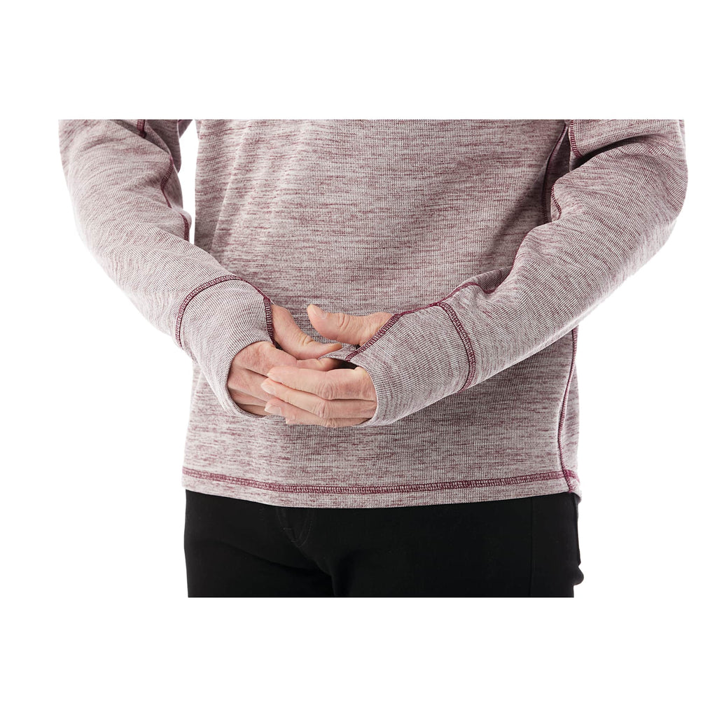 Crane Performance Knit Half Zip with Thumb Holes for Men Transfer - Maroon Heather - On Model