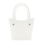Crocs Classic Tote Bag, Medium Laser Engraving - White / Powder Pink - View 2