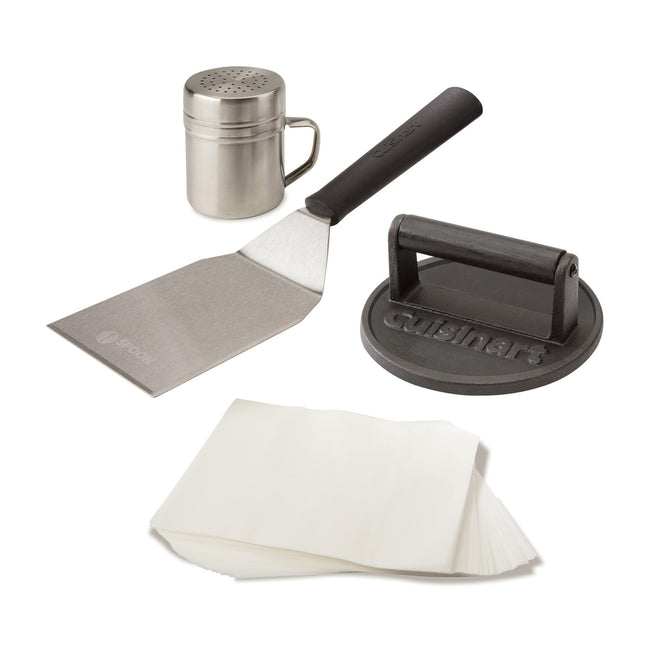 Cuisinart Outdoors Smashed Burger Kit with Press and Spatula Laser Engraving