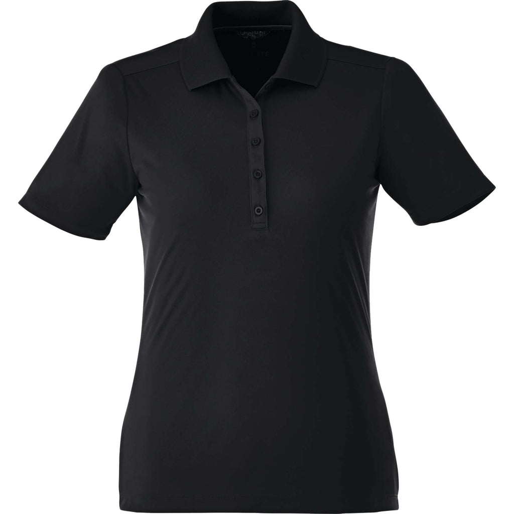 Dade Textured Performance Polo for Women Transfer - Black - Front Flat