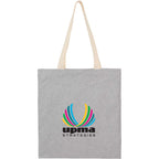 Dakota Recycled Cotton Tote with Herringbone Handles, 5 oz Transfer - Gray - Front
