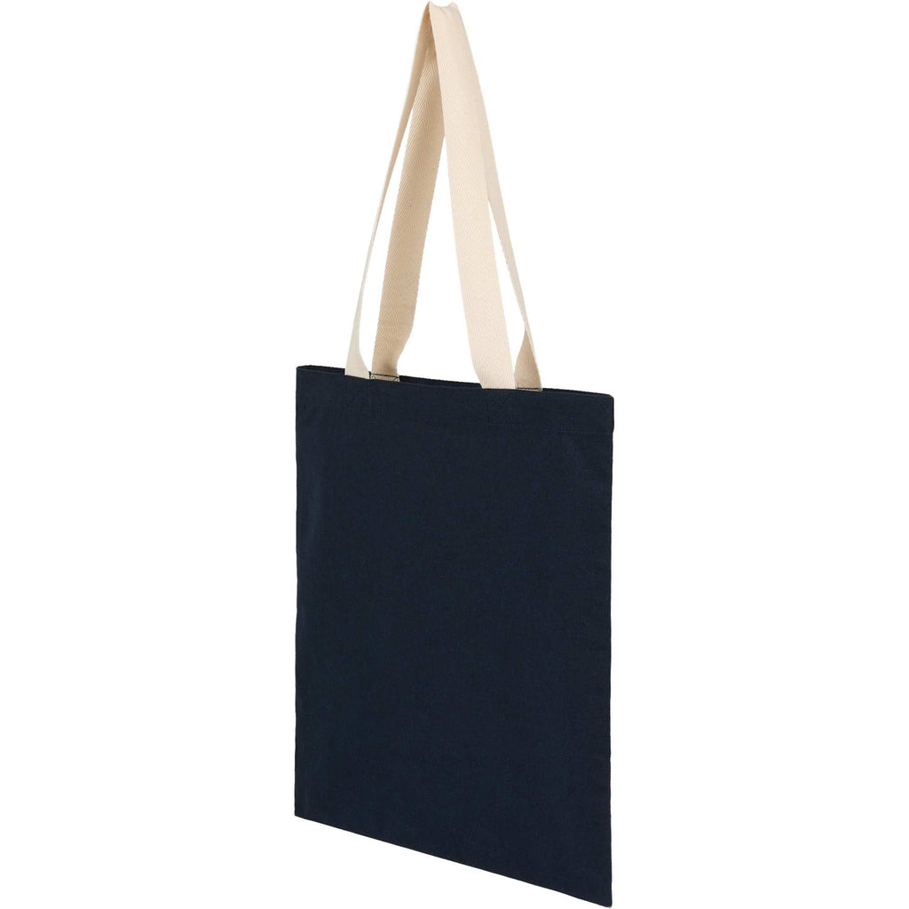 Dakota Recycled Cotton Tote with Herringbone Handles, 5 oz Transfer - Navy - Left Angle