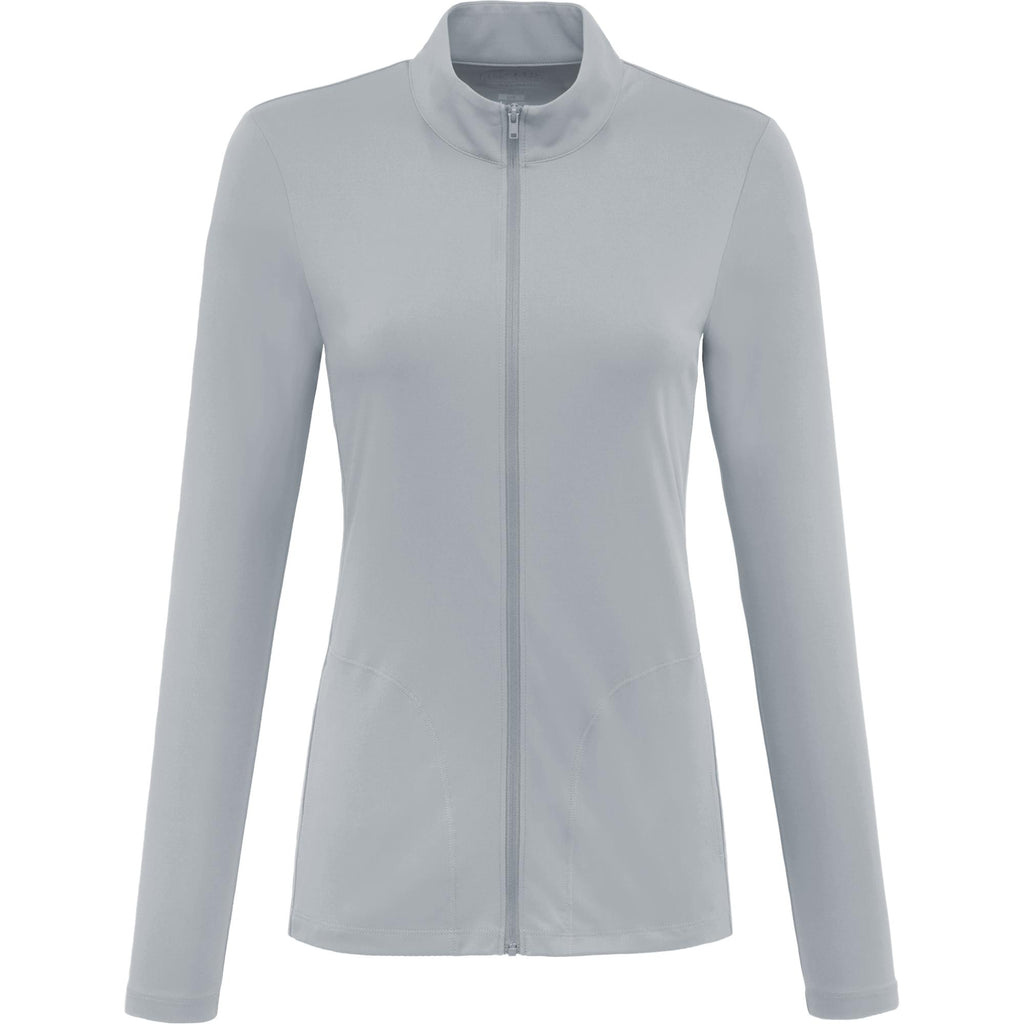 Dara Recycled Tech Full Zip Jacket for Women Embroidery - Quarry - Front 2