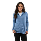 Dara Recycled Tech Full Zip Jacket for Women Transfer - Moonlight Blue - Front On Model