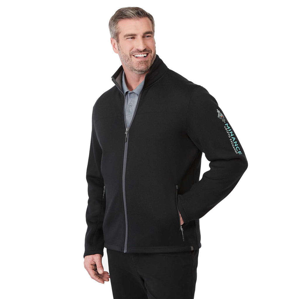 Darnell Eco Knit Full Zip Sweater for Men Embroidery - Black - On Model Right Angle