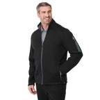 Darnell Eco Knit Full Zip Sweater for Men Embroidery - Black - On Model Right Angle