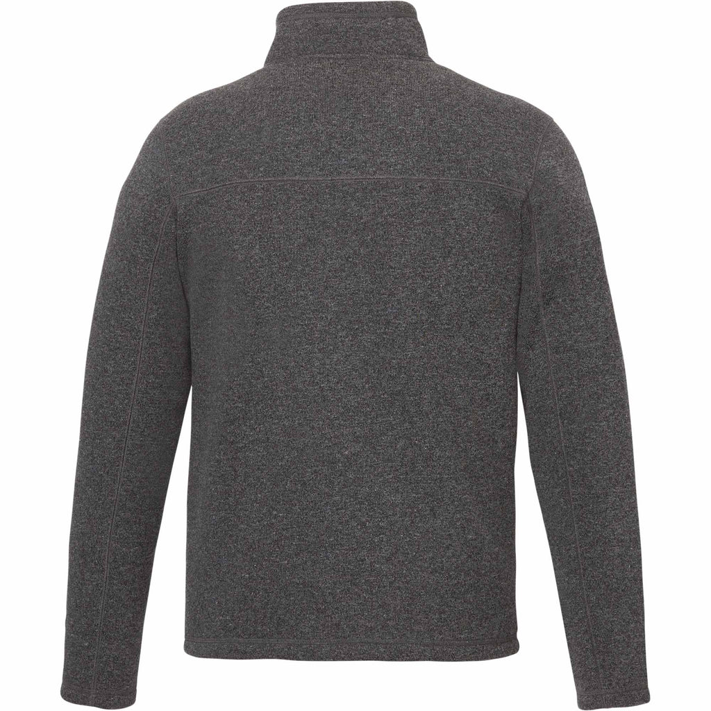Darnell Eco Knit Full Zip Sweater for Men Embroidery - Heather Dark Charcoal - Back