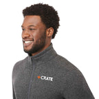 Darnell Eco Knit Full Zip Sweater for Men Embroidery - Heather Dark Charcoal - On Model Detail