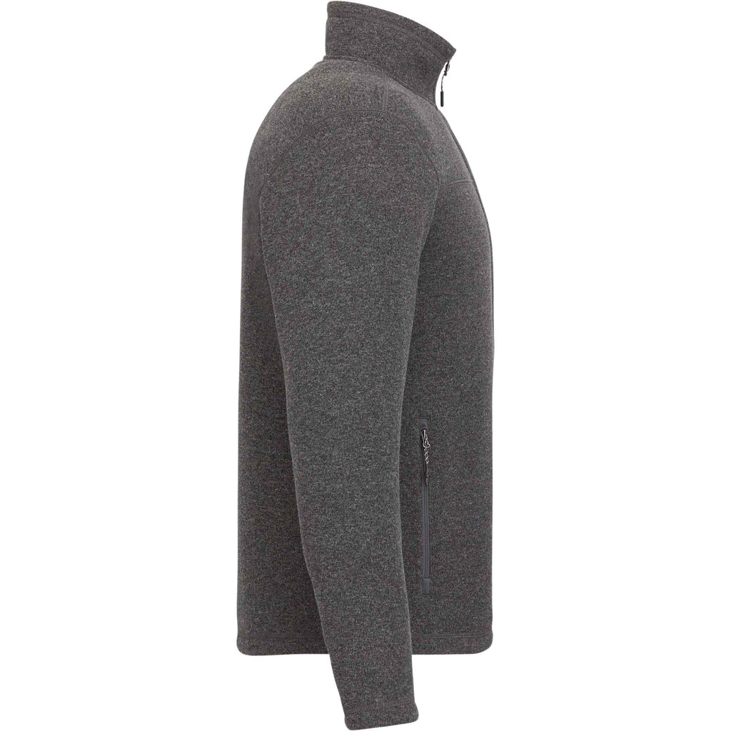 Darnell Eco Knit Full Zip Sweater for Men Embroidery - Heather Dark Charcoal - Right Side