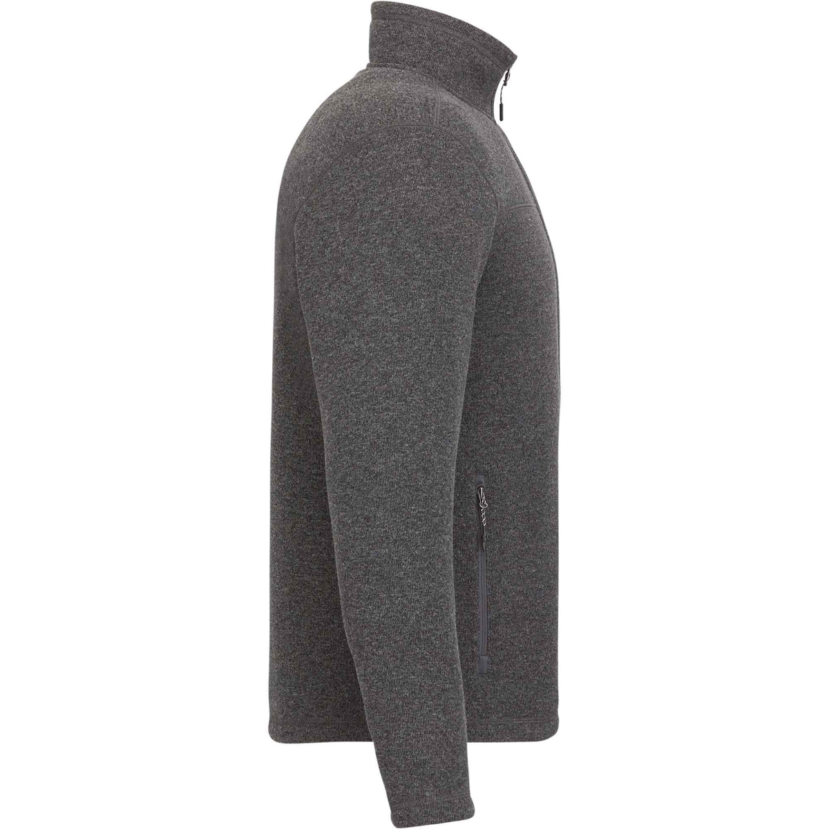 Darnell Eco Knit Full Zip Sweater for Men Embroidery - Heather Dark Charcoal - Right Side