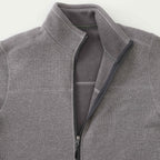 Darnell Eco Knit Full Zip Sweater for Men Embroidery - Medium Heather Grey - Detail Collar