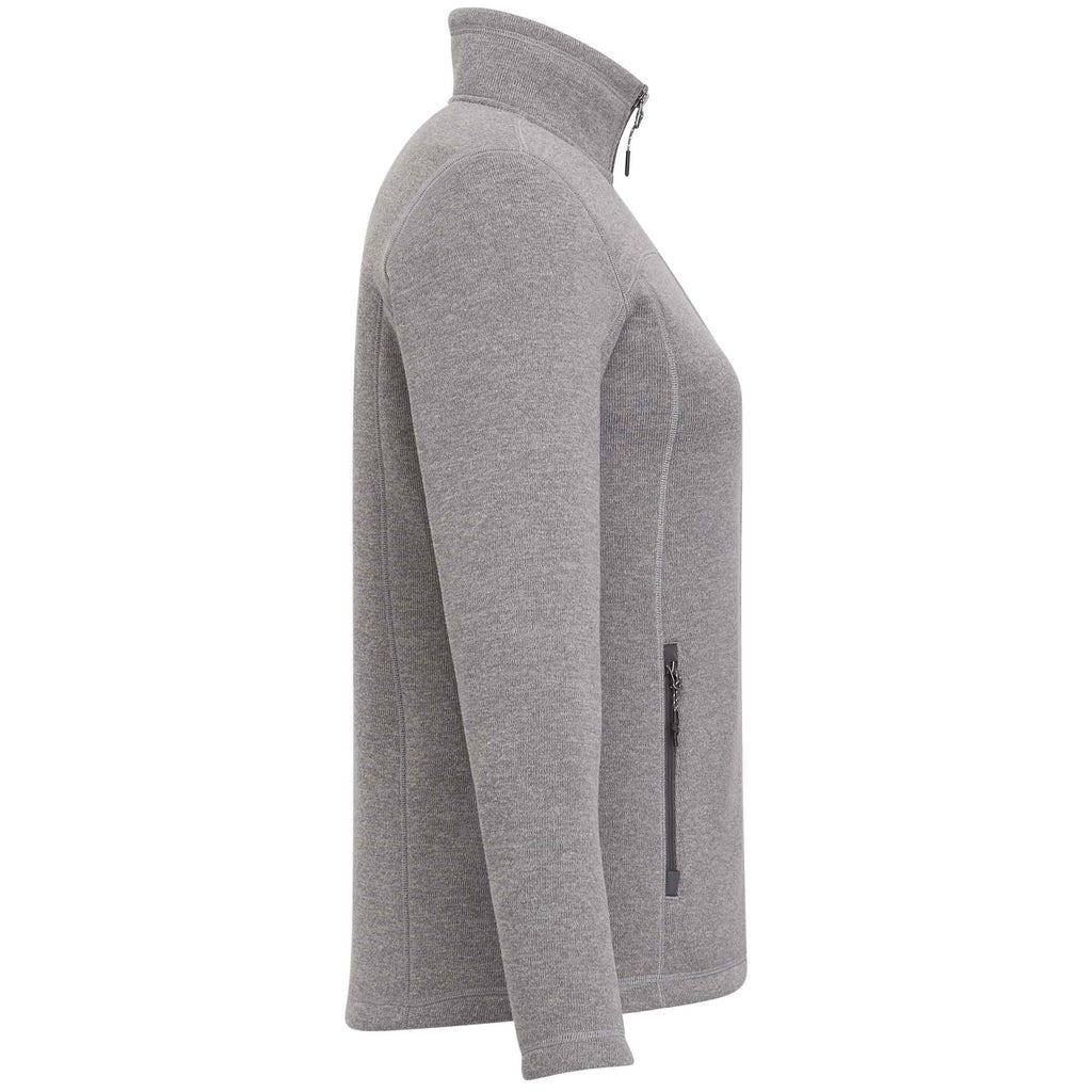 Darnell Eco Knit Full Zip Sweater for Women Transfer - Medium Heather Grey - Right Side