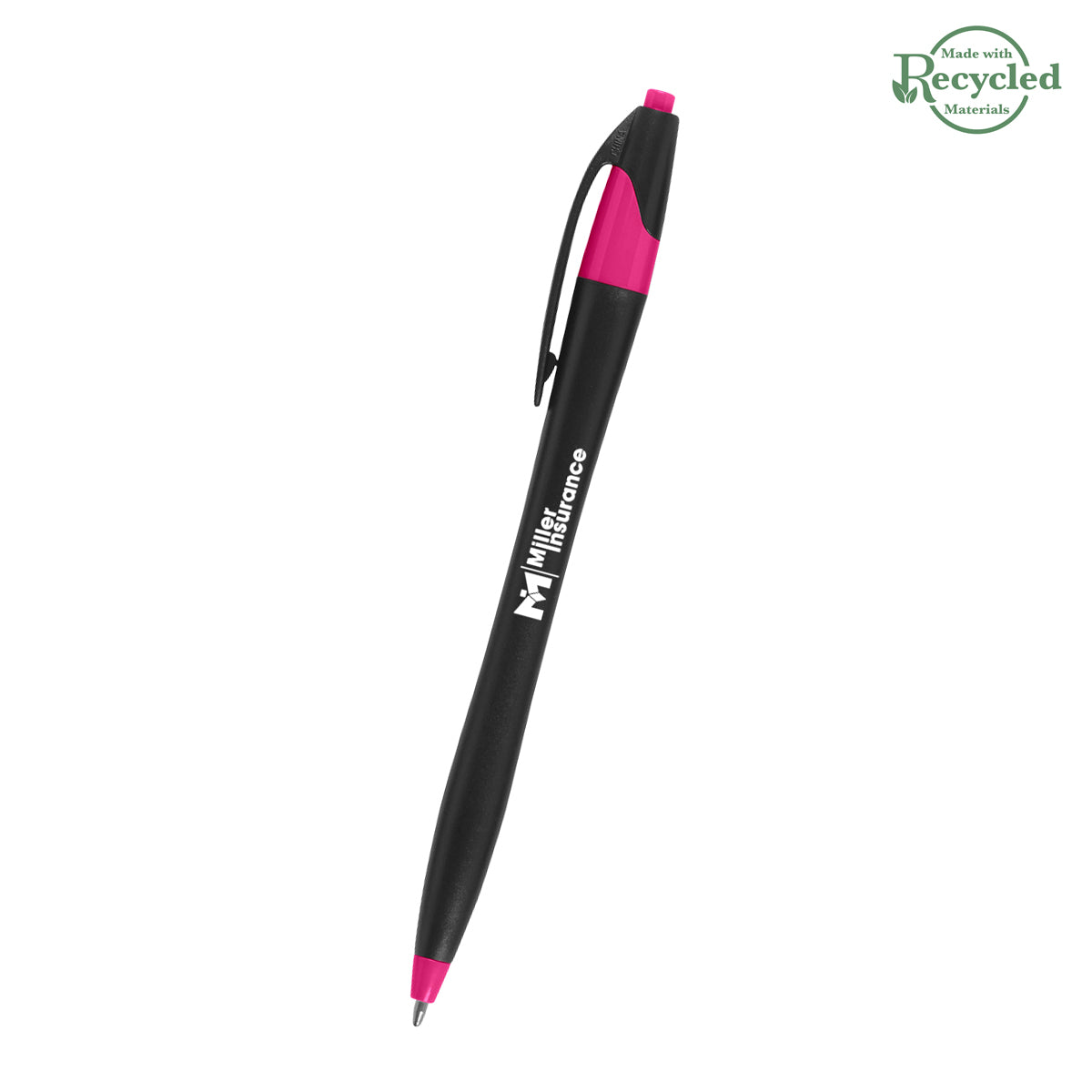 Dart Pen, Custom Printed - Black with Fuchsia - Silk Screen