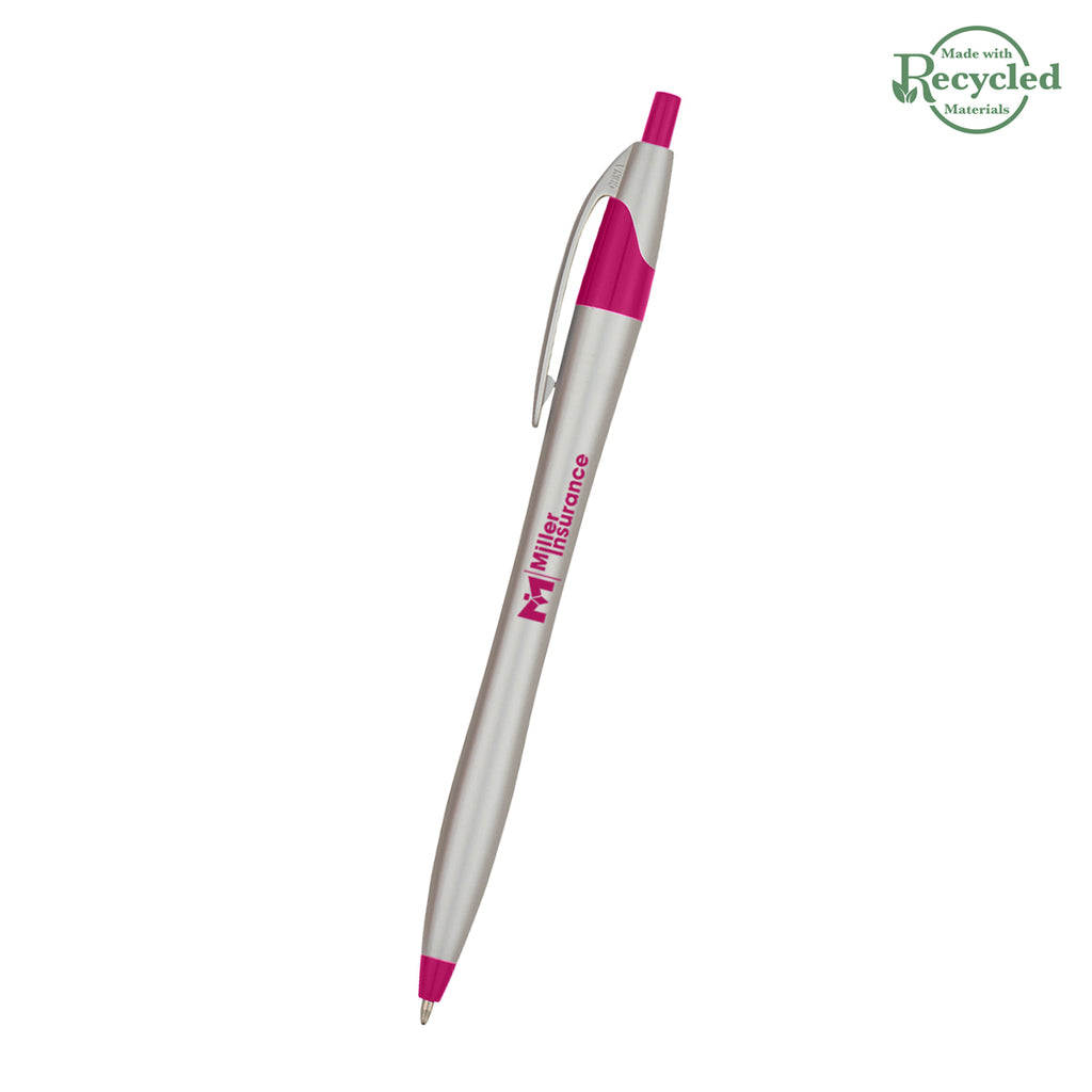 Dart Pen, Custom Printed - Silver with Fuchsia - Silk Screen