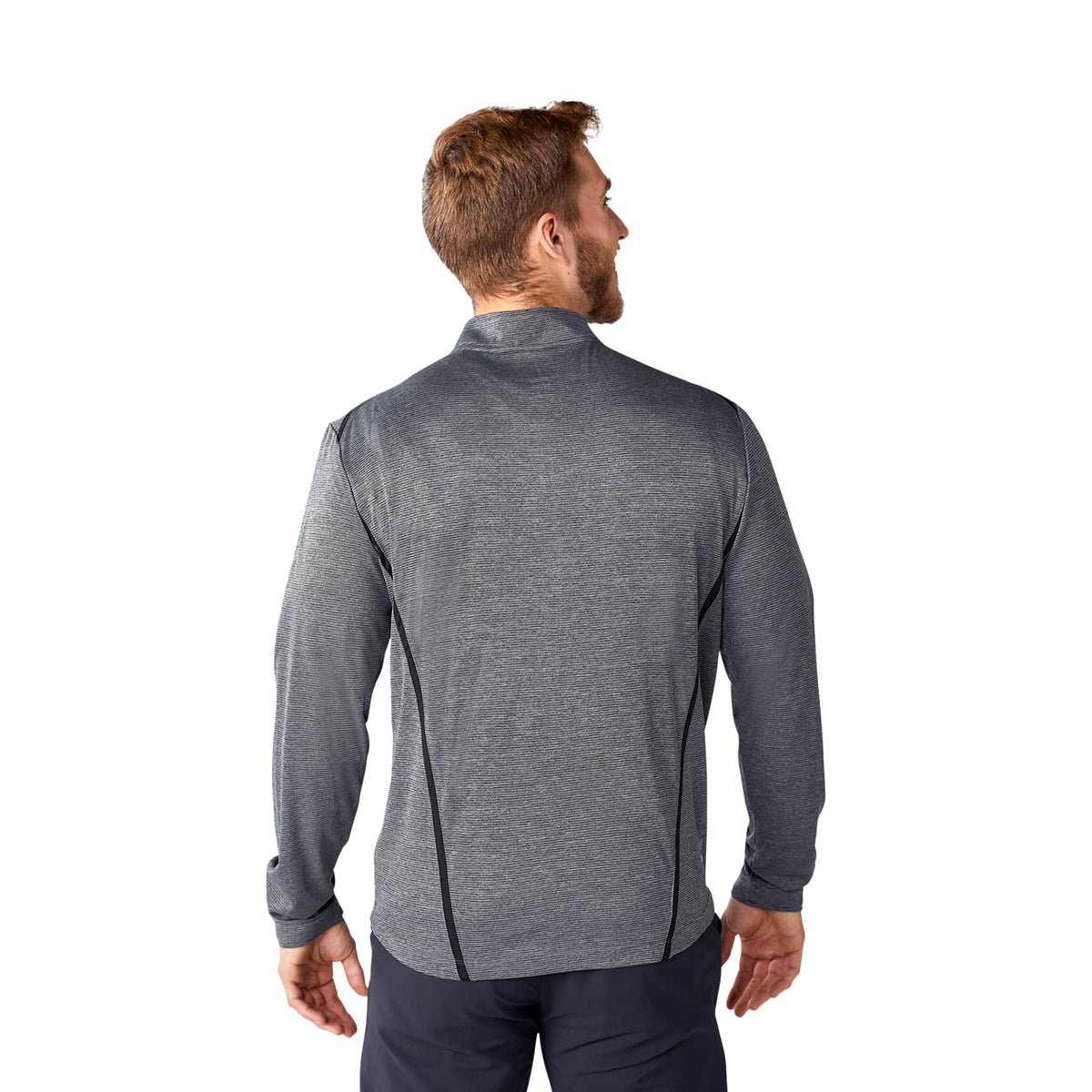 Dege Eco Knit Half Zip with Convertible Collar for Men Embroidery - Heather Charcoal/Black - Back Flat 2