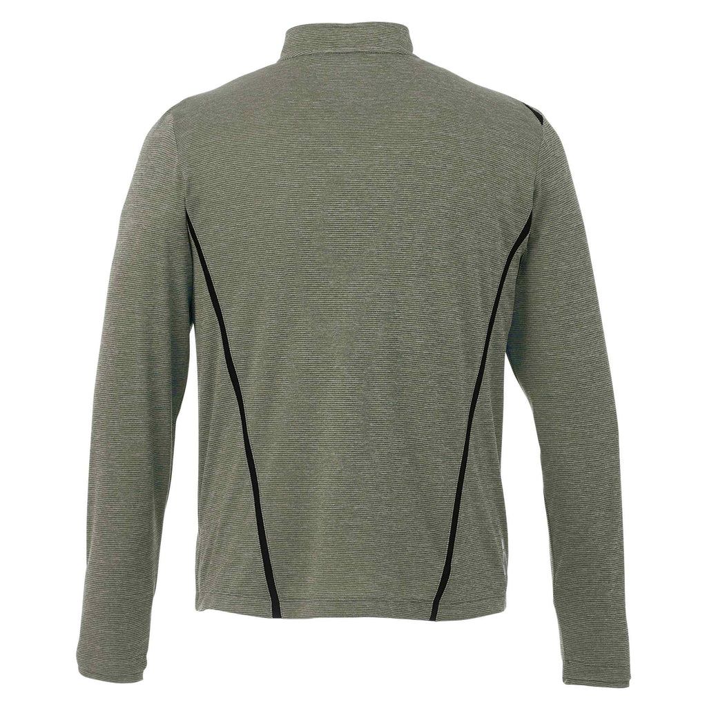 Dege Eco Knit Half Zip with Convertible Collar for Men Embroidery - Loden Heather/Black - Back Flat