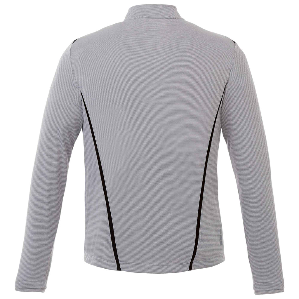 Dege Eco Knit Half Zip with Convertible Collar for Men Transfer - Heather Grey/Black - Back Flat