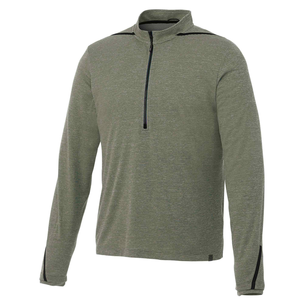 Dege Eco Knit Half Zip with Convertible Collar for Men Transfer - Loden Heather/Black - Front Flat