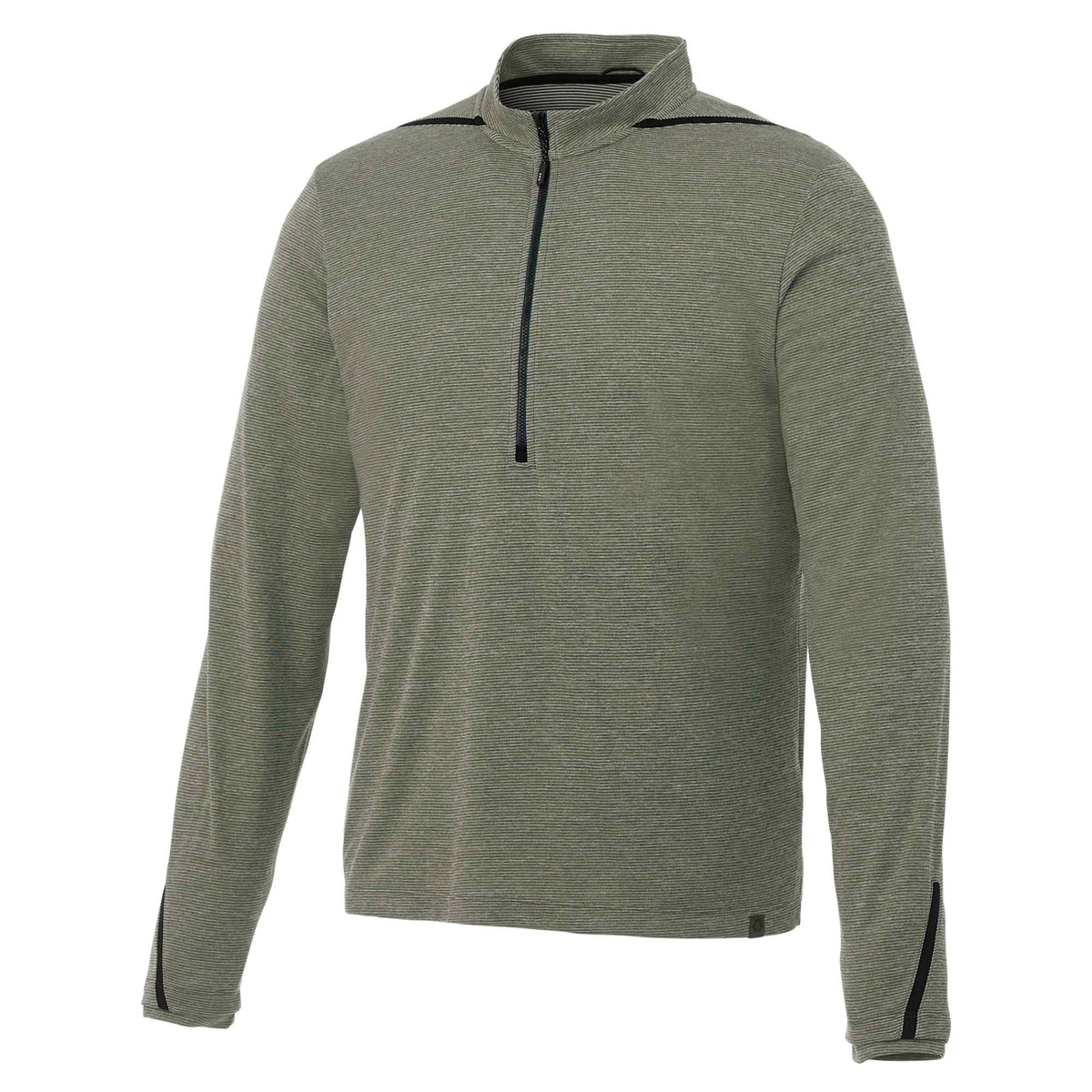 Dege Eco Knit Half Zip with Convertible Collar for Men Transfer - Loden Heather/Black - Front Flat