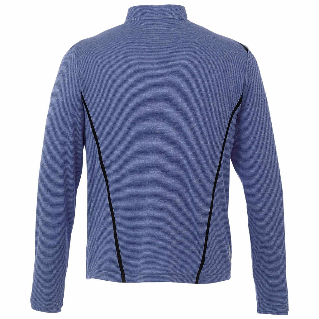 Dege Eco Knit Half Zip with Convertible Collar for Men Transfer - Metro Blue Heather/Black - Back Flat
