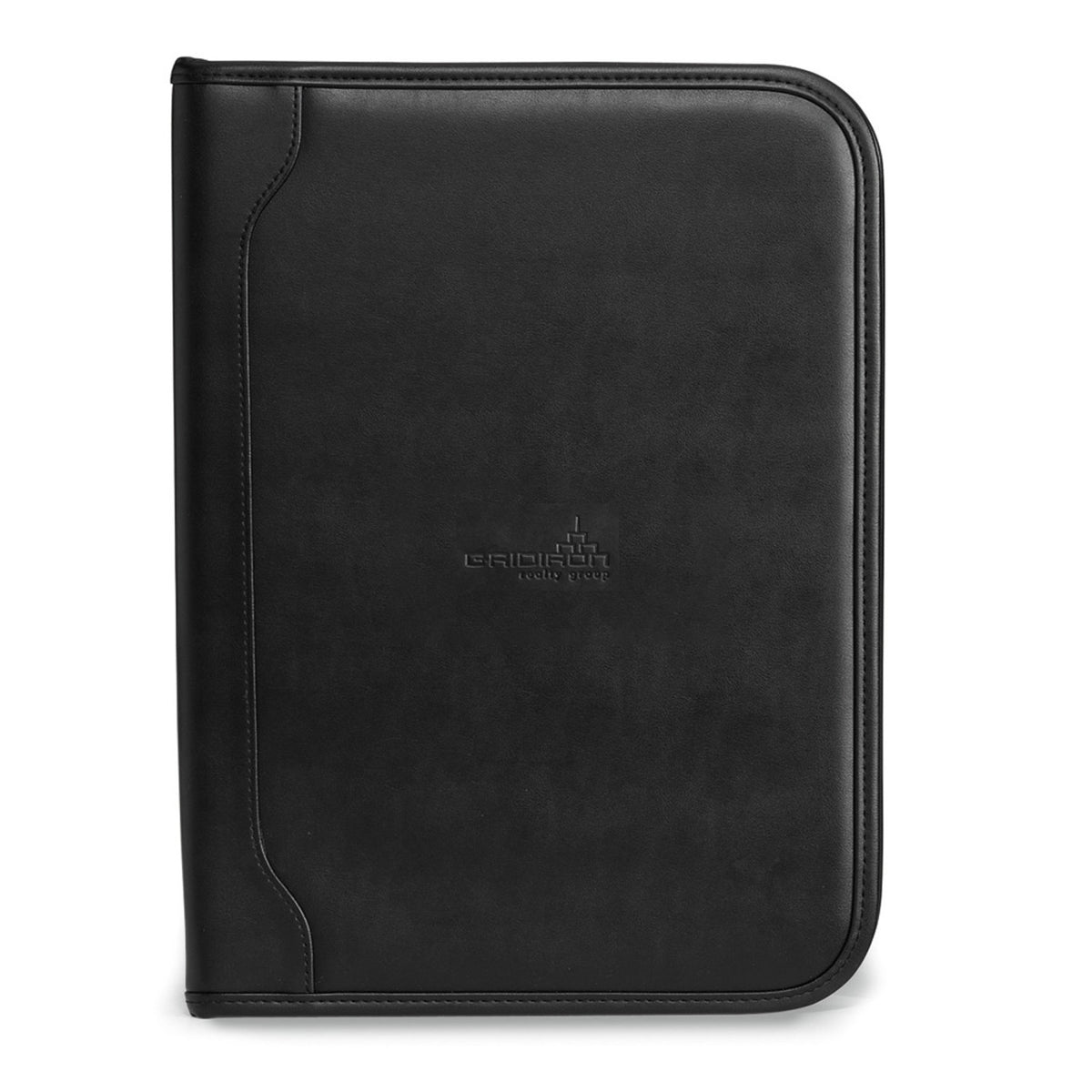 Delegate Zippered Padfolio in Simulated Leather Debossing - Black - View 1