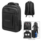 Deluxe Executive Grid Laptop Backpack in Recycled PET - Black - Silk Screen