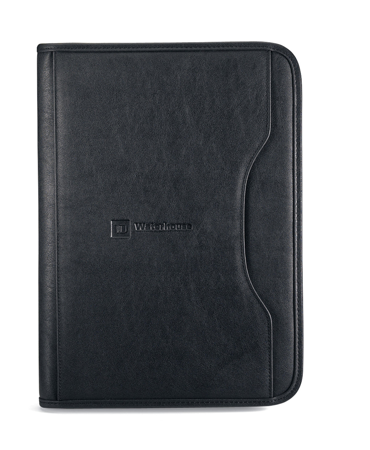 Deluxe Executive Padfolio with Curved Front Pocket Embroidery - Black - View 1