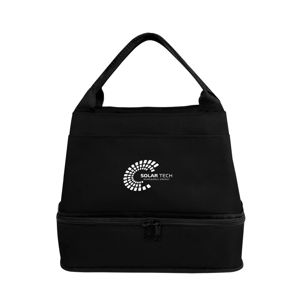 Denson Expandable Dual Compartment Cooler Bag - Black - Silk Screen
