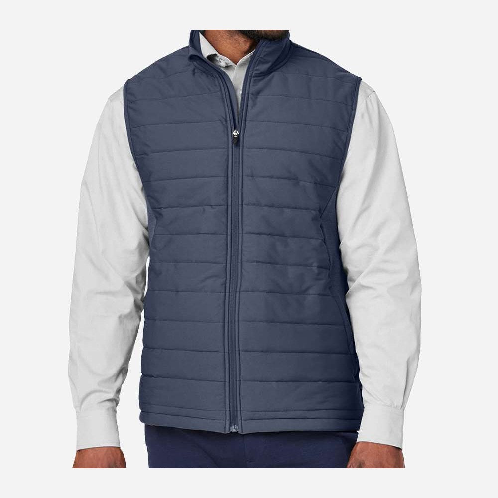 Devon & Jones Men's New Classics® Charleston Hybrid Vest Full Color - Navy Melange/ Navy - On Model Front