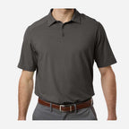 Devon & Jones Men's Seaton Pebble Textured Polo Embroidery - Graphite - On Model Front