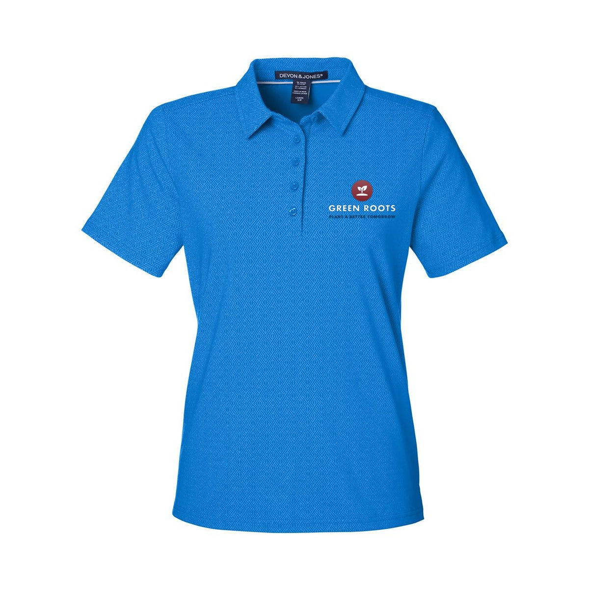 Devon & Jones Women's CrownLux Performance® Geo Polo Full Color - French Blue/ Crystal Blue - Front