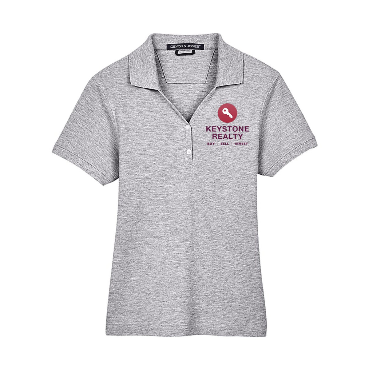 Devon & Jones Women's Pima Piqué Polo Full Color - Grey Heather - Front
