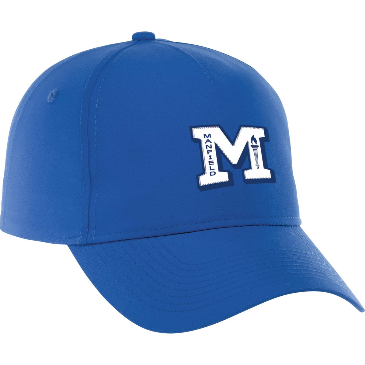 Dominate Microfiber Ball Cap with Seamless Front Transfer - New Royal - Front Flat