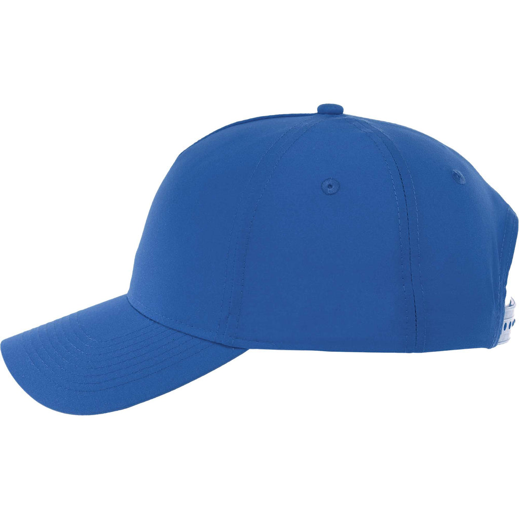 Dominate Microfiber Ball Cap with Seamless Front Transfer - New Royal - Left Side