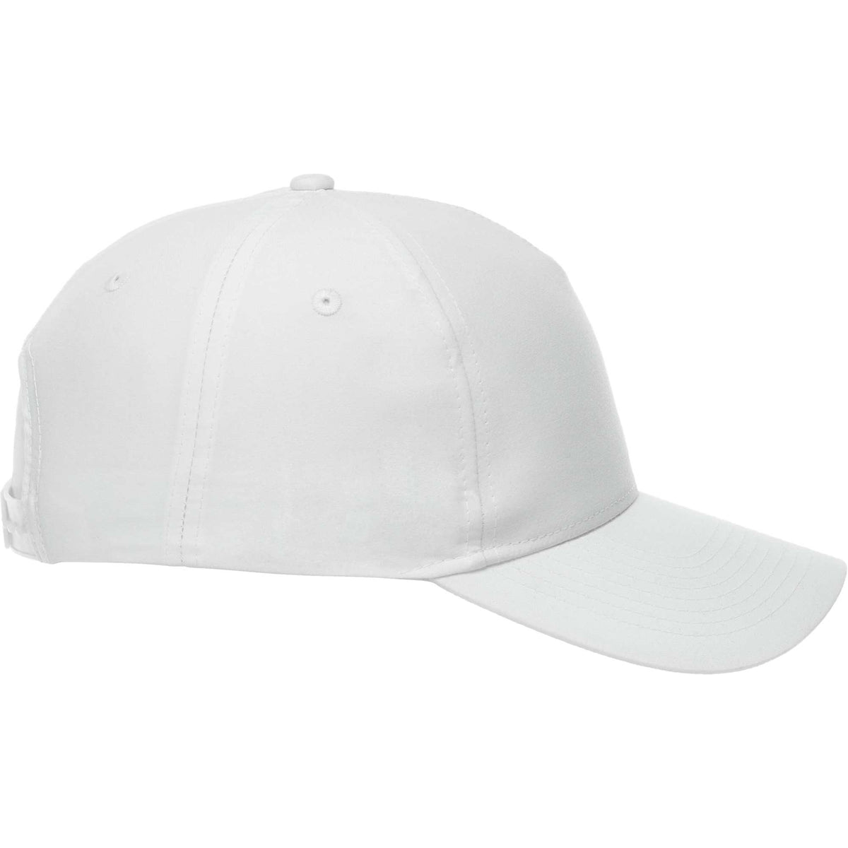 Dominate Microfiber Ball Cap with Seamless Front Transfer - White - Right Side