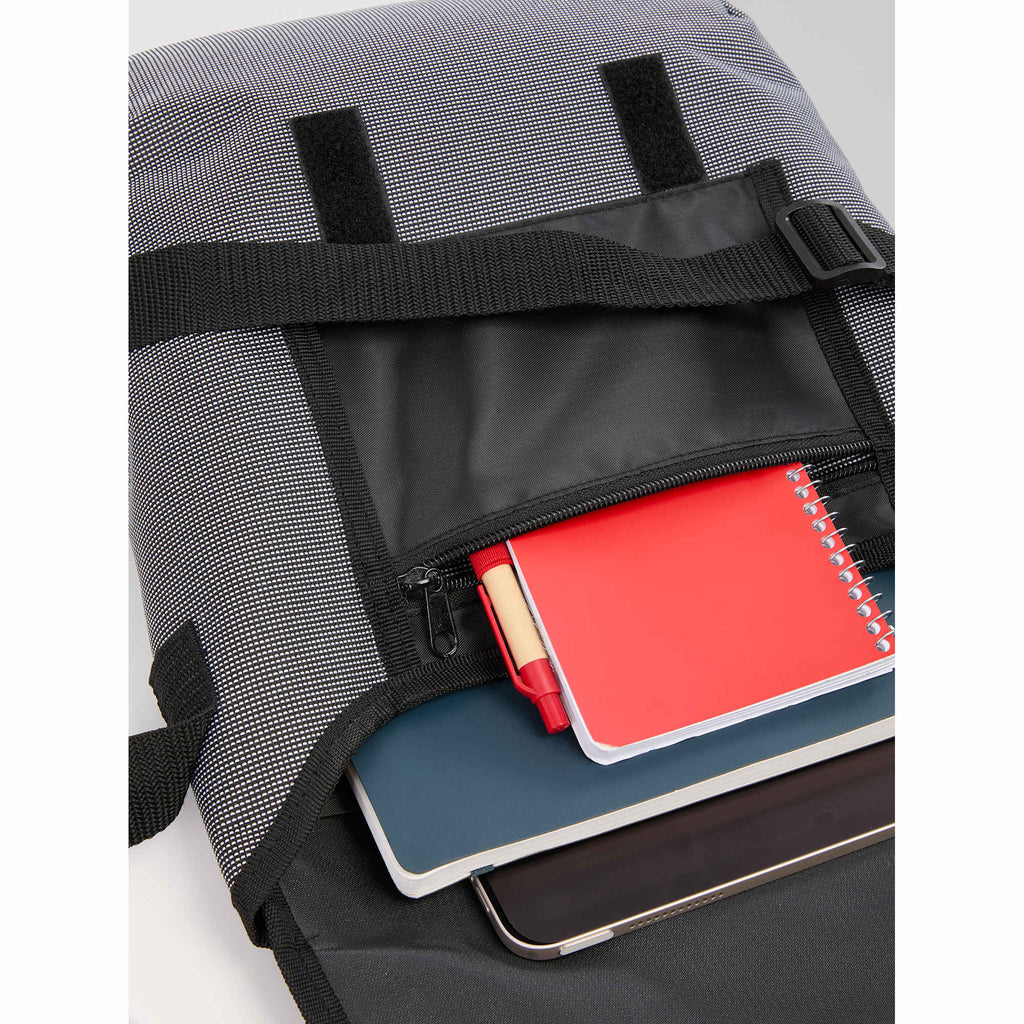 Dover Messenger Bag with Laptop Sleeve in Recycled PET Full Color - Gray - Propped