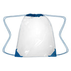 Drawstring Backpack in Clear EVA - Royal Blue Trim - Blank