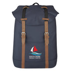 Drawstring Backpack with a Flap - Navy - Colorbrite
